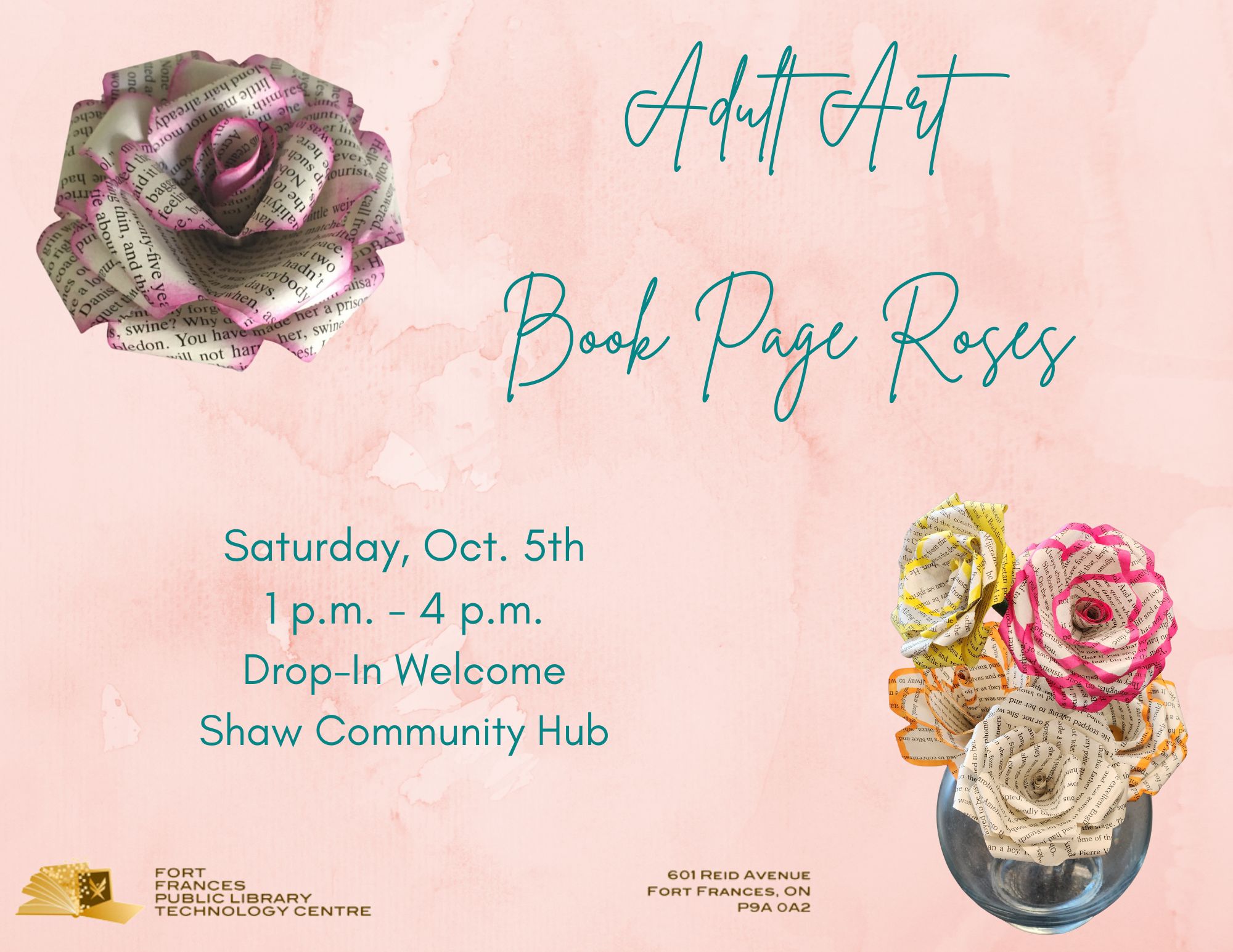 Adult Art - Book Page Roses - October 5, 2024
