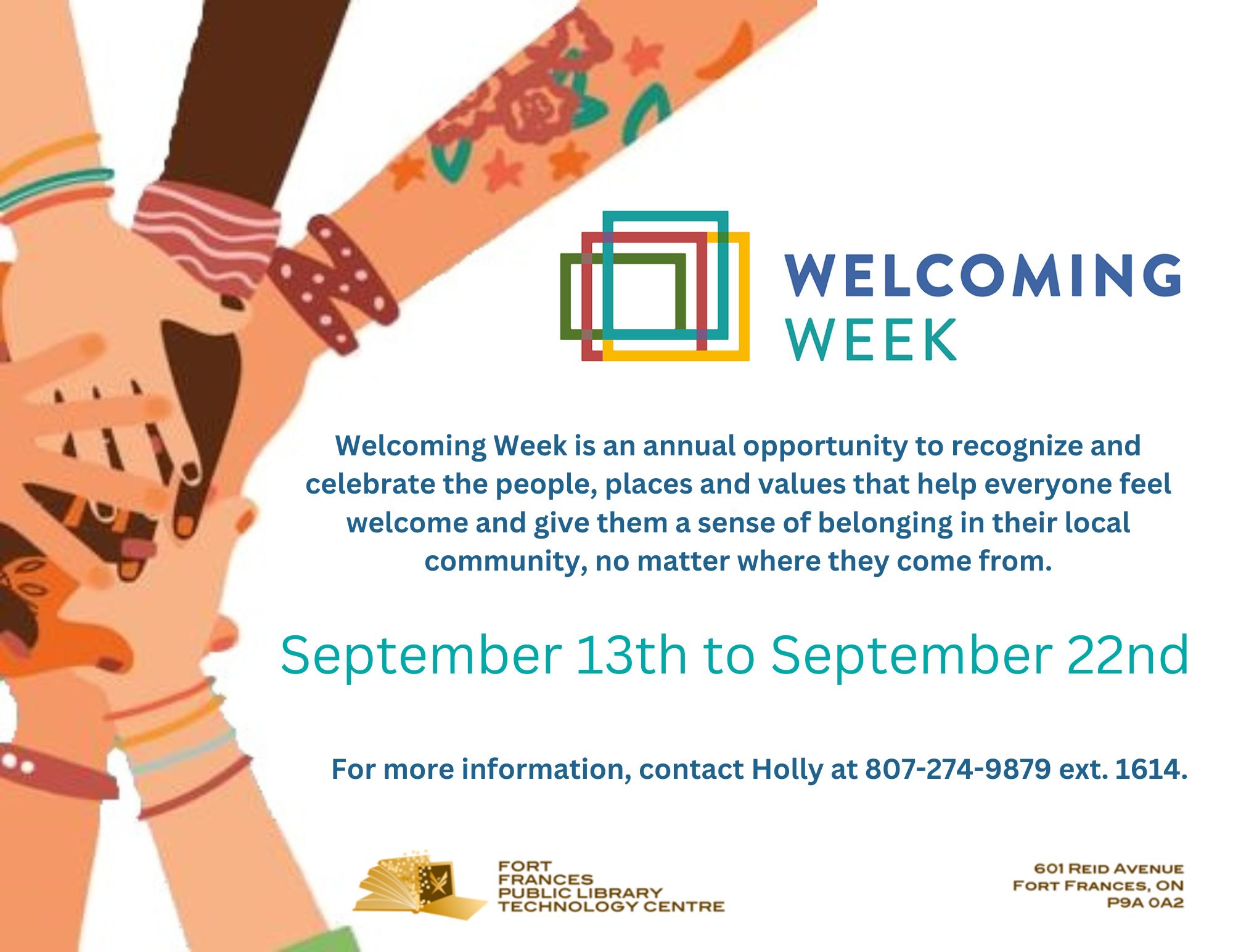 Welcoming Week information poster, September 13 to September 22nd, details in body of post.